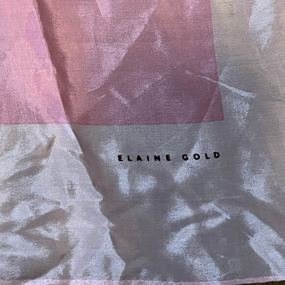 Elaine Gold Pink Square Scarf bold geometric pattern nested squares 80 cm - Picture 6 of 6